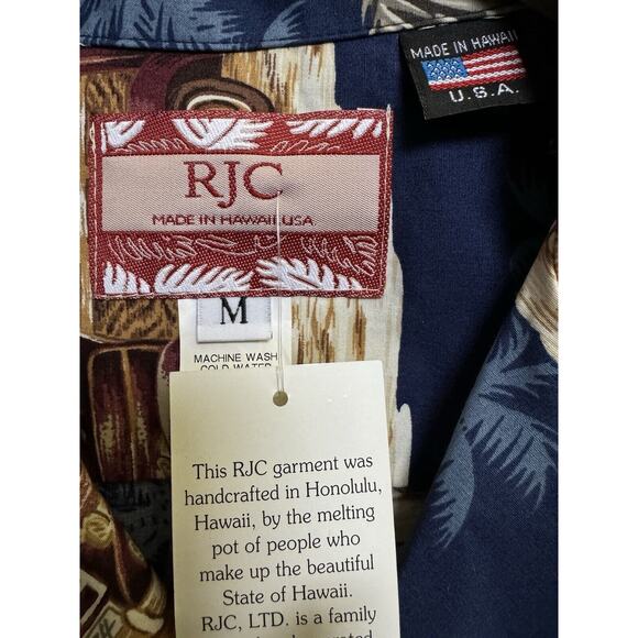 RJC Short Sleeve Men’s Hawaiian Tropical Resort Surf Auto Button Up Shirt M - Picture 5 of 11